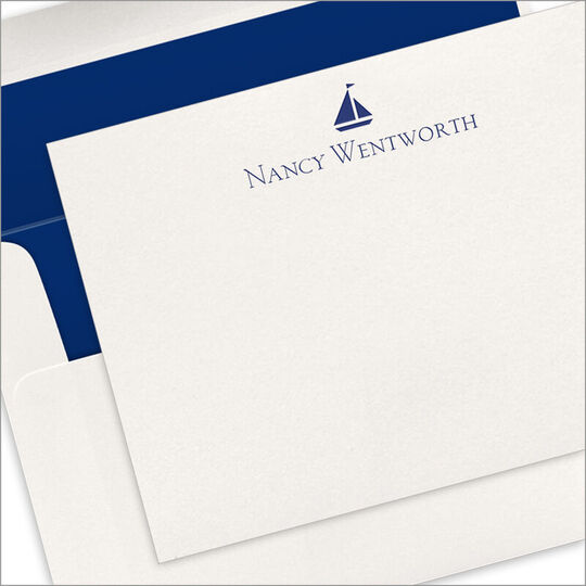 Sailboat Flat Note Cards - Letterpress